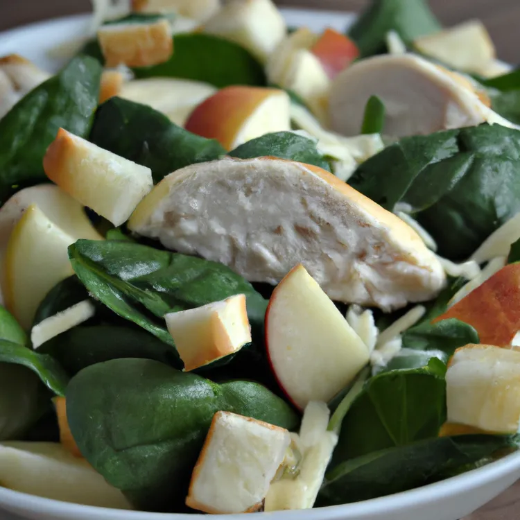 Grilled chicken apple salad with cheddar and spinach