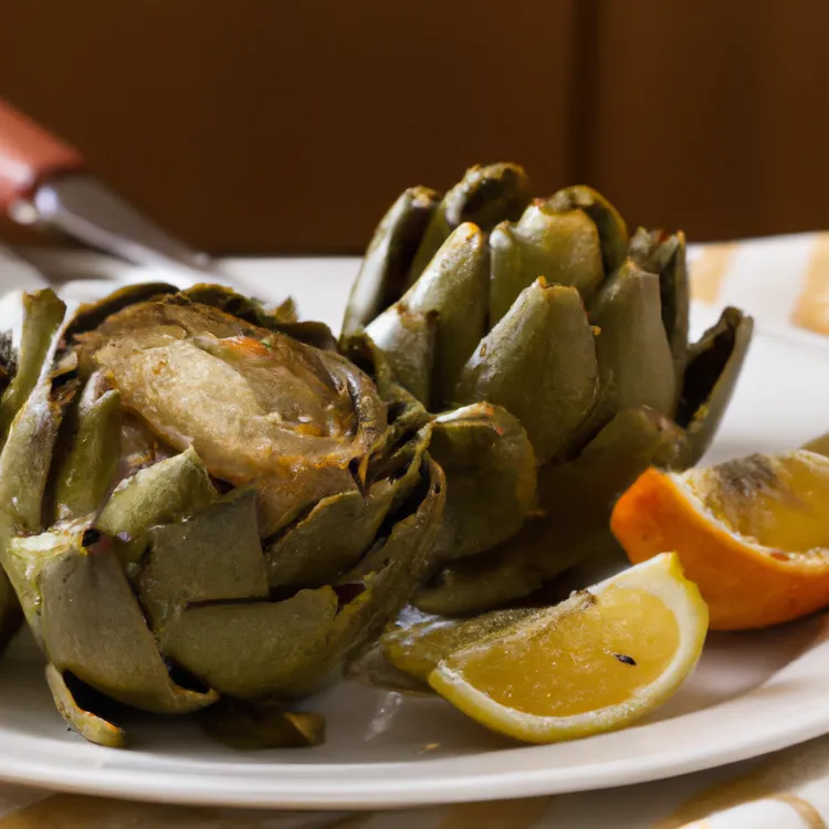 Garlic butter artichokes with a dash of salt and pepper