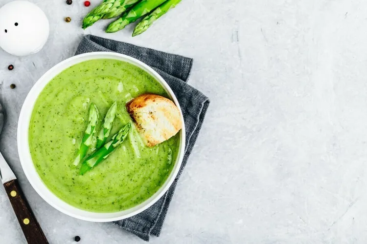 Asparagus vichyssoise with spearmint and leeks
