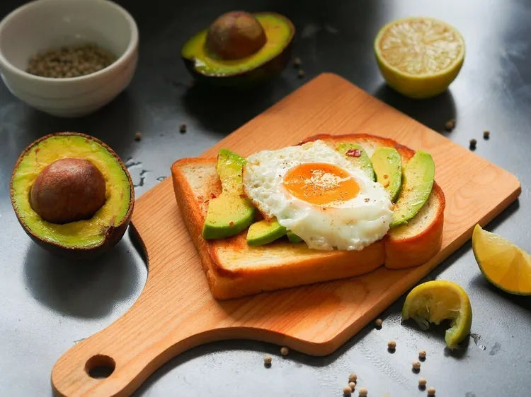 Avocado and egg toast with whole-wheat bread