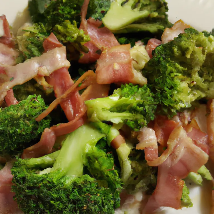Bacon and broccoli salad with sunflower seeds, tomato and cranberries