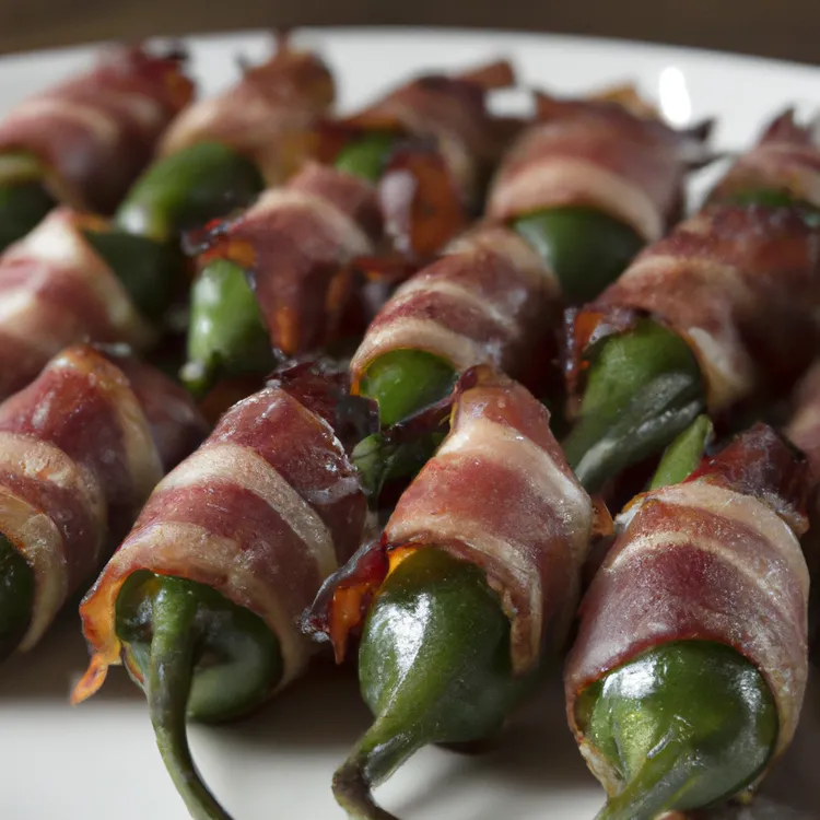 Bacon-wrapped jalapeno poppers with cream cheese and cheddar