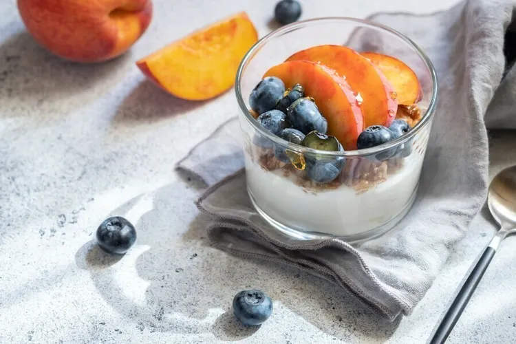 Baked blueberry peach oatmeal delight