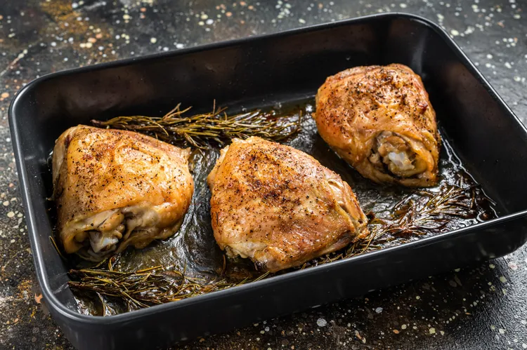 Baked chicken thighs with dijon-lime sauce