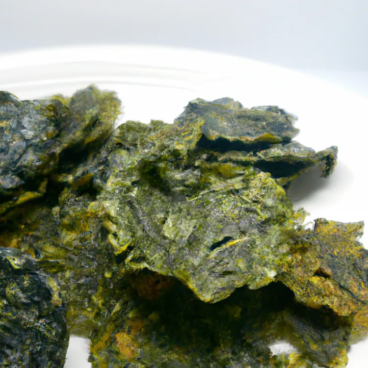Baked spinach chips with olive oil and salt
