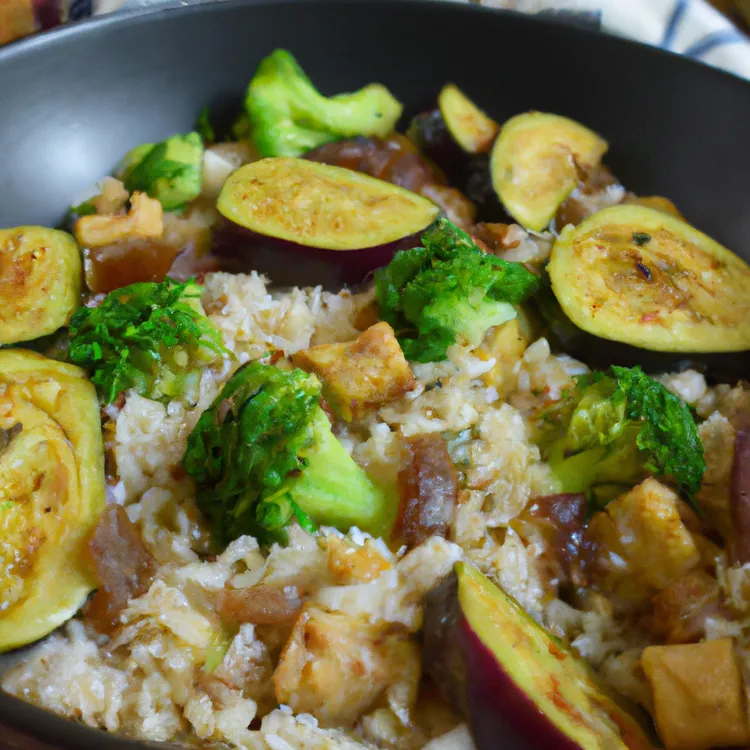 Balsamic fig vegetable stir fry with cashews and rice