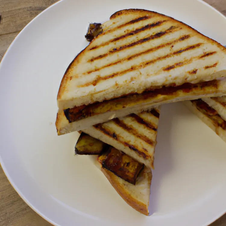 Grilled bbq tofu sandwiches with caramelized onions