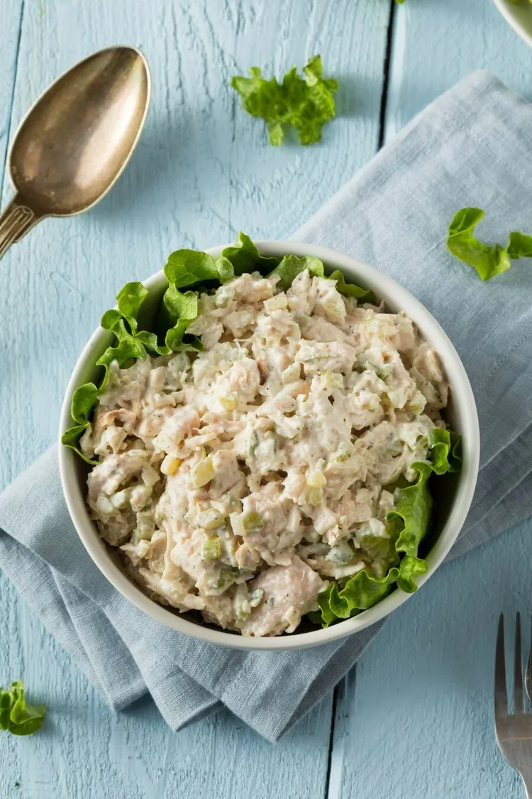 Almond chicken salad with celery and lemon