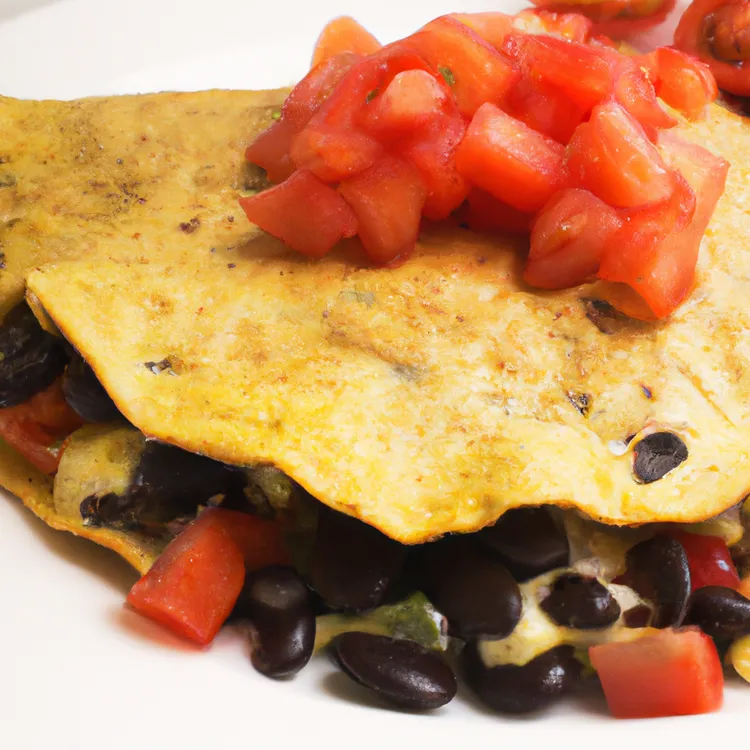 Black bean omelet with tomato and coriander