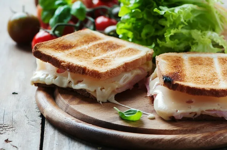 Bacon, lettuce and tomato grilled cheese sandwich