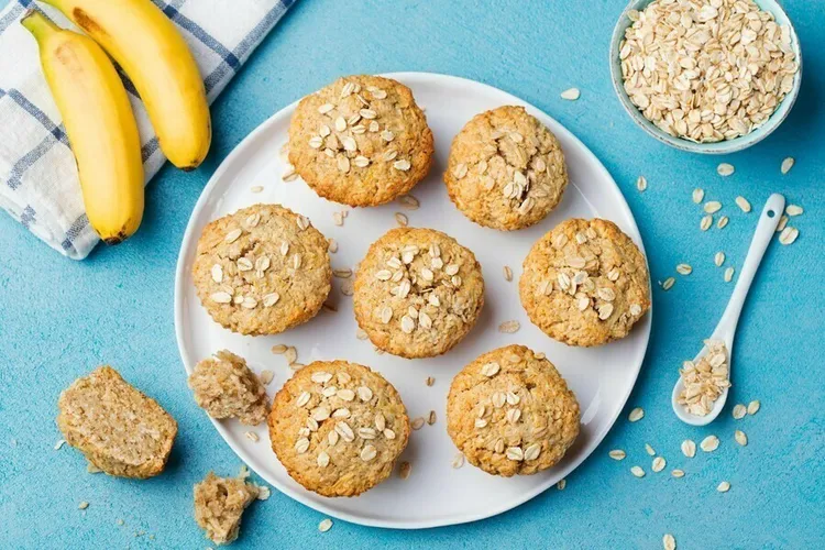 Quinoa banana oat breakfast cookies with peanut butter and coconut