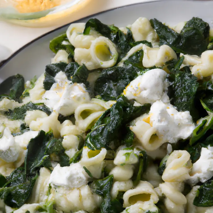 Campanelle with burrata, spinach and almonds