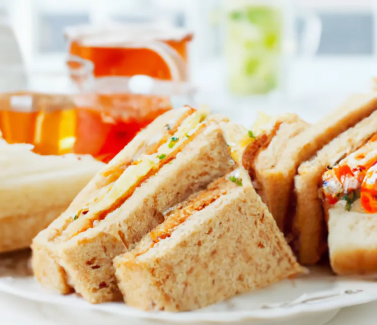 Carrot and raisin sandwiches with spearmint and olive oil