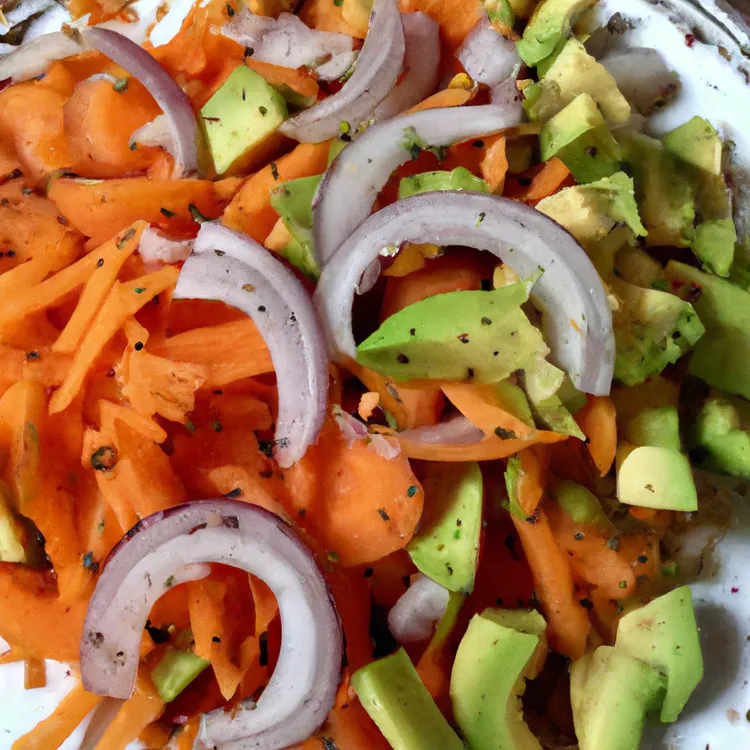Carrot avocado salad with lemon and coriander