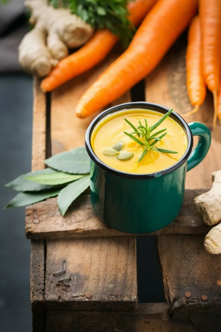 Carrot ginger soup with sweet potato