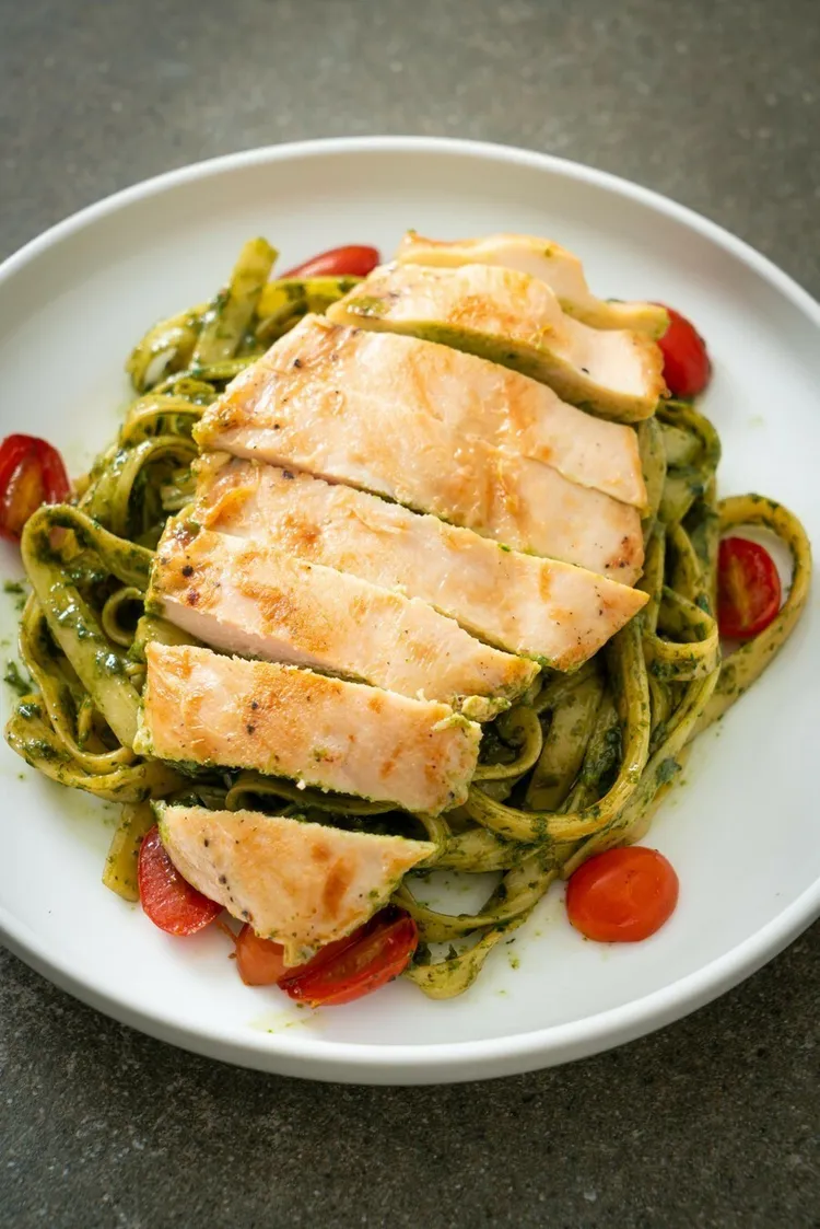 Lemon basil chicken with zucchini pappardelle