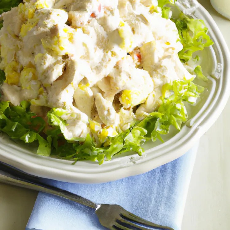 Chicken salad with dried basil and celery