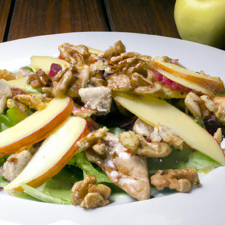 Chicken waldorf salad with apple, walnuts and grapes