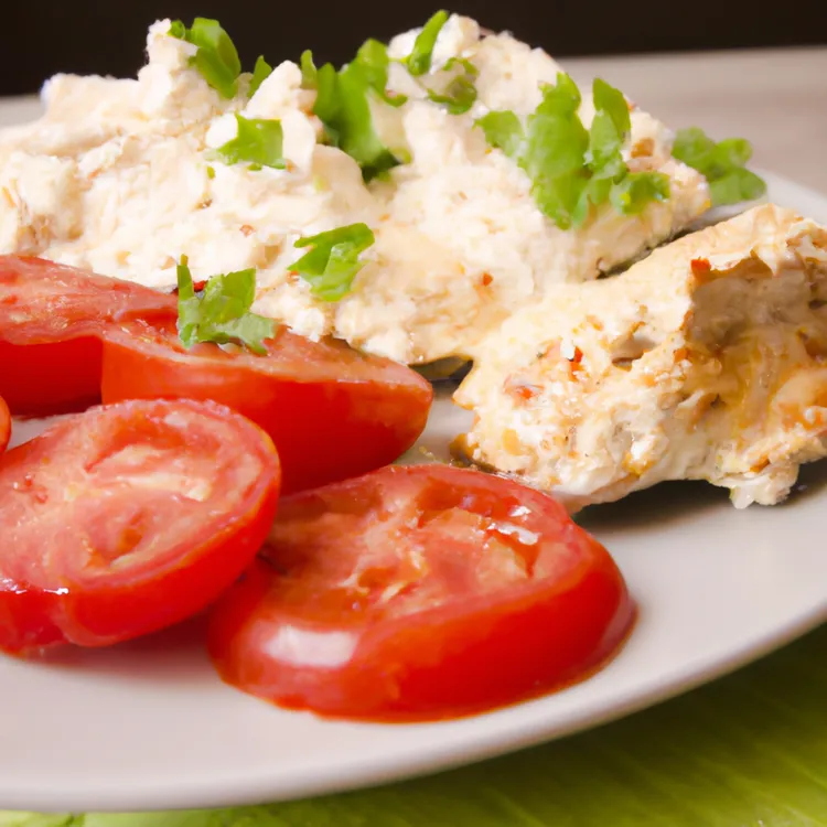 Grilled chicken with tomato and cottage cheese