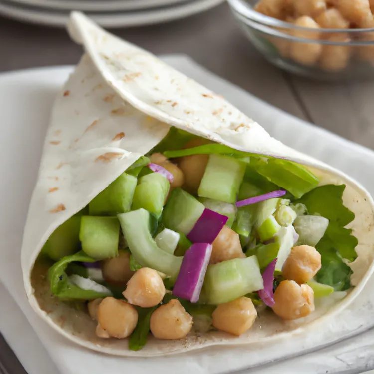 Chickpea salad wraps with sunflower seeds