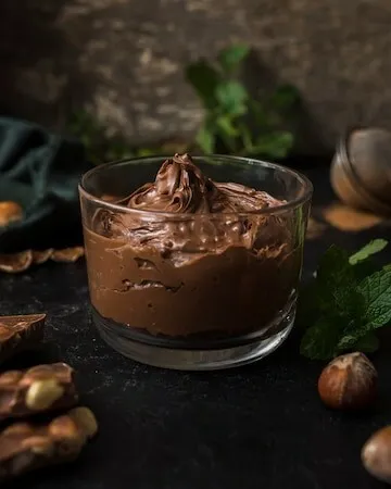Rich chocolate mousse with candies