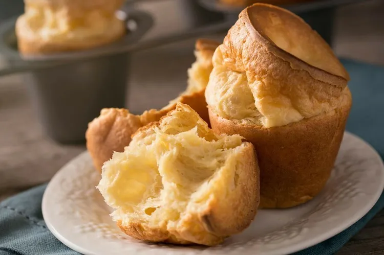 Whole-grain wheat popovers with a crispy outside and soft inside