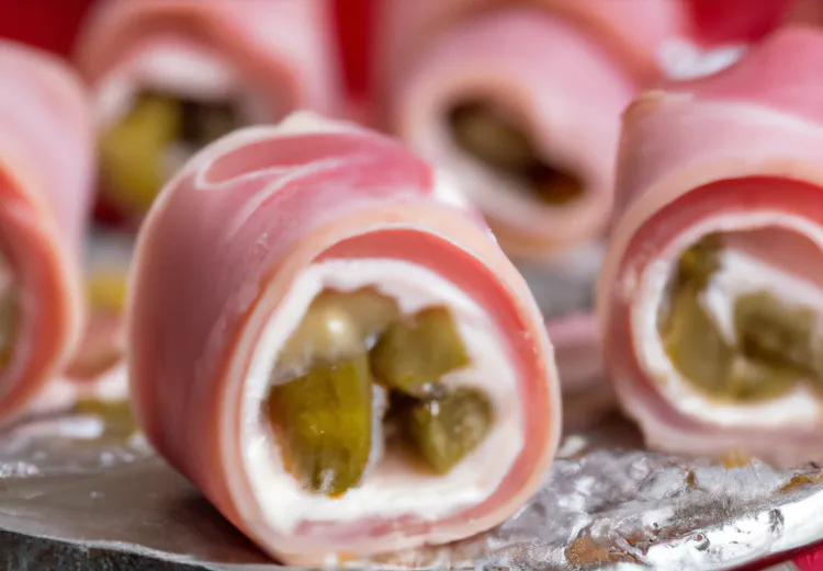 Ham and pickle cream cheese roll-ups