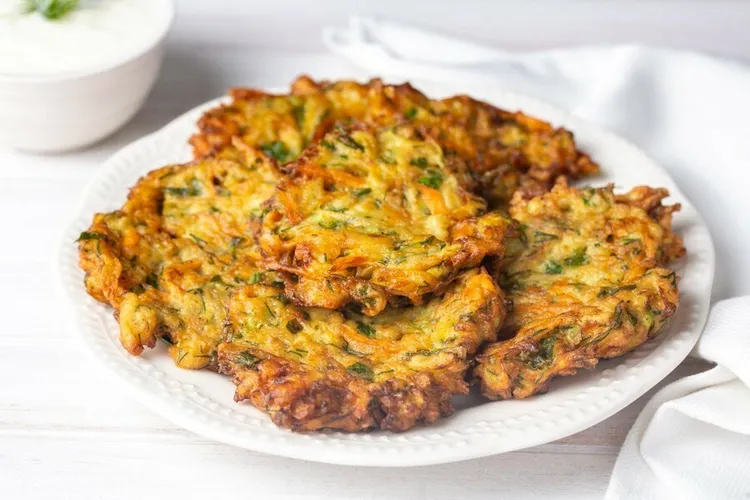 Turkish zucchini fritters with carrots and dill