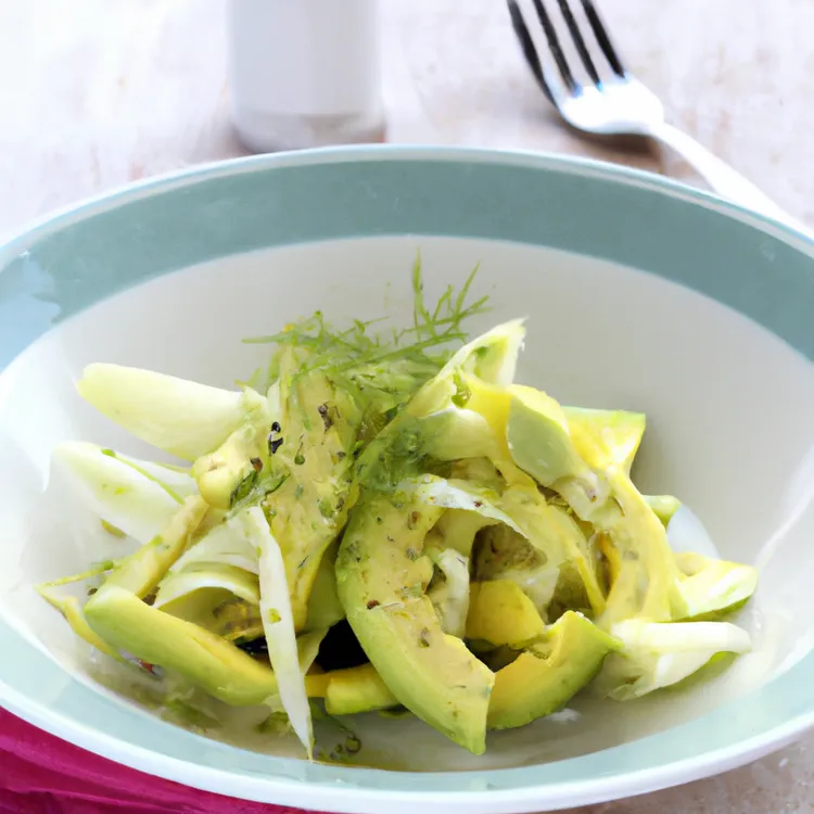 Fennel and avocado salad with spearmint and lemon juice