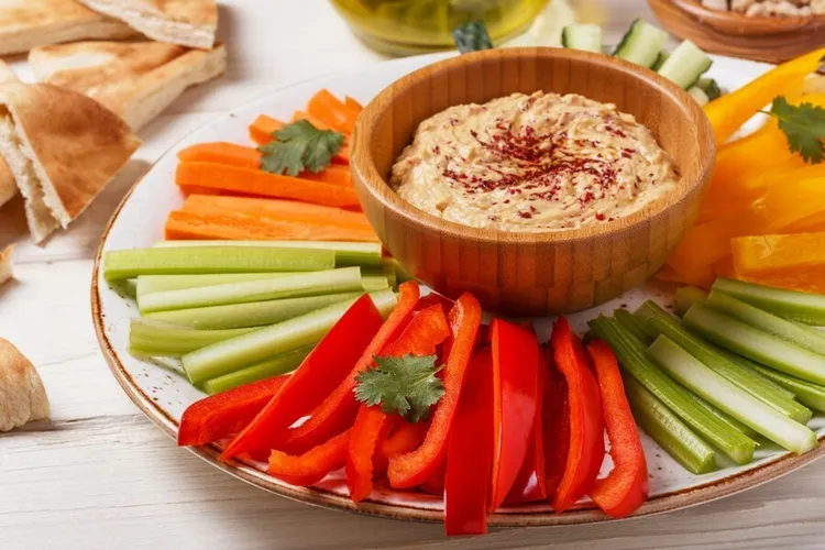 Crunchy peanut butter carrot and red pepper snack