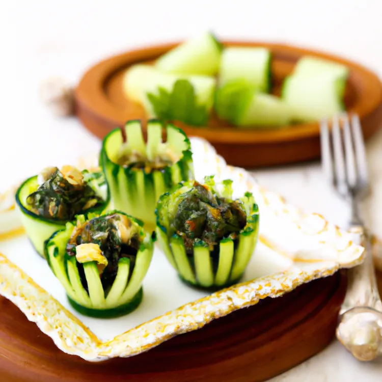Stuffed cucumber cups with olive tapenade