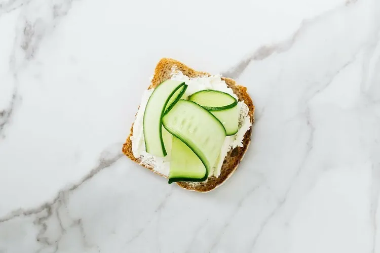 Cucumber tea sandwiches with a dash of salt and pepper