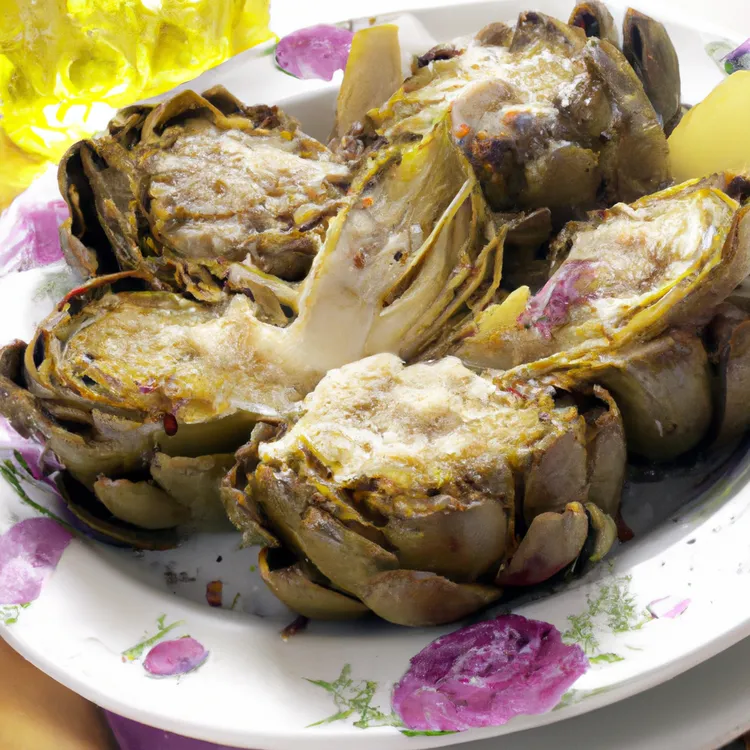 Baked artichokes with basil butter