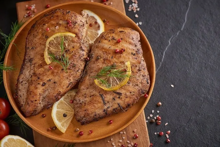 Grilled lemon chicken with soy sauce and ginger