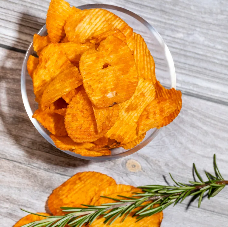 Rosemary sweet potato chips with coconut oil