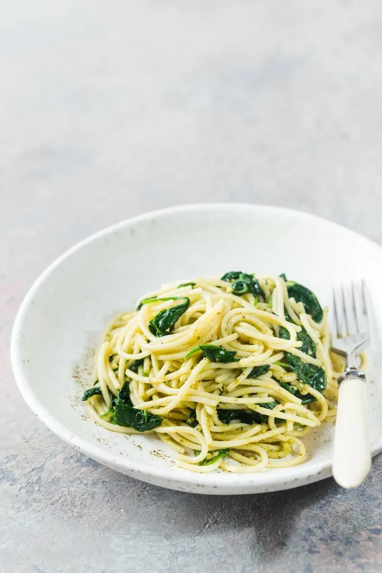 Vegan kale and chickpea pasta
