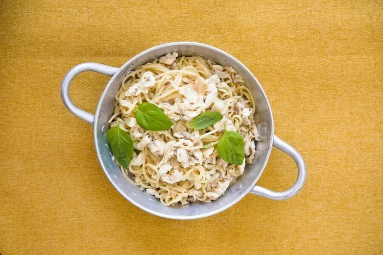 Feta egg noodle delight with brown butter
