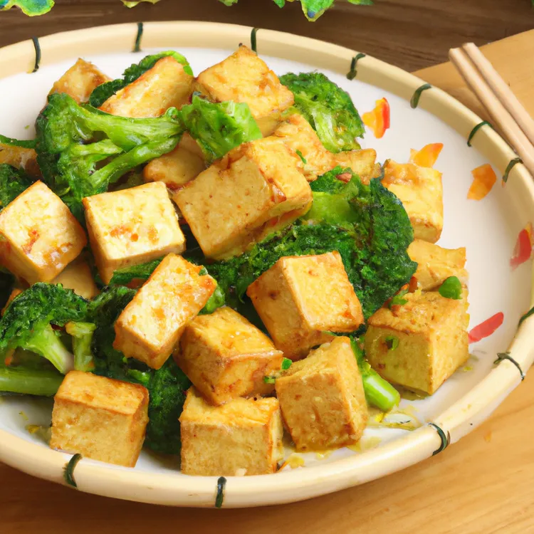 Garlic-infused broccoli and tofu stir-fry