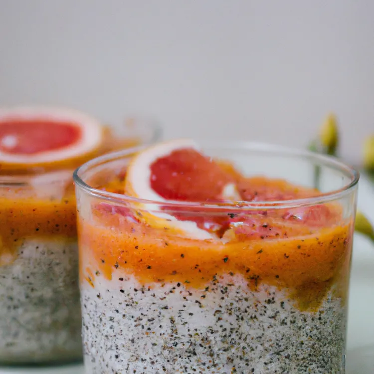 Ginger-grapefruit chia pudding with coconut & maple syrup