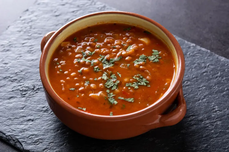 Greek lentil soup with carrots, celery and oregano