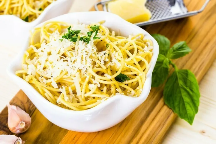 Greek spaghetti with parmesan cheese