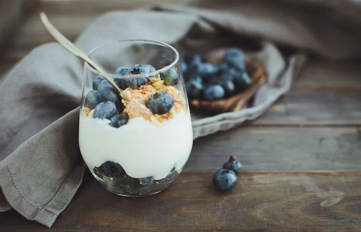 Berry, nut and honey greek yogurt parfait