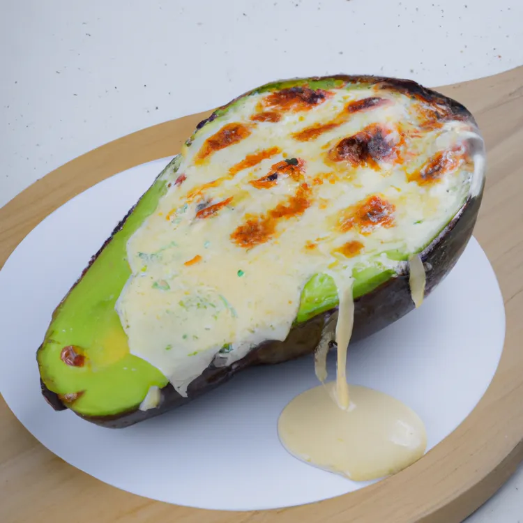Grilled avocado with melted parmesan cheese