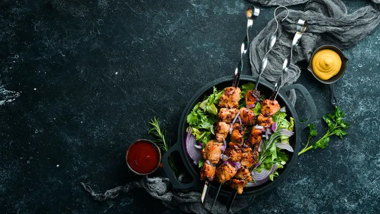 Coconut curry grilled chicken kebabs