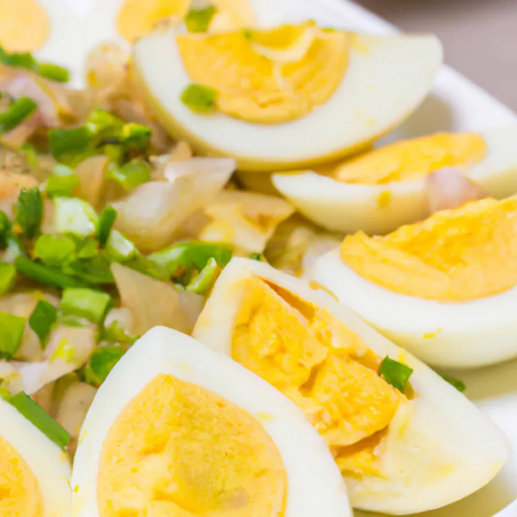 Grilled scallion vinaigrette with egg and mustard