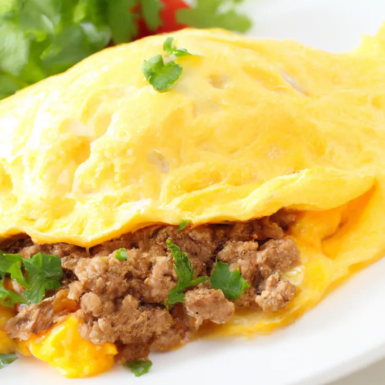 Ground beef omelet with onions and spices