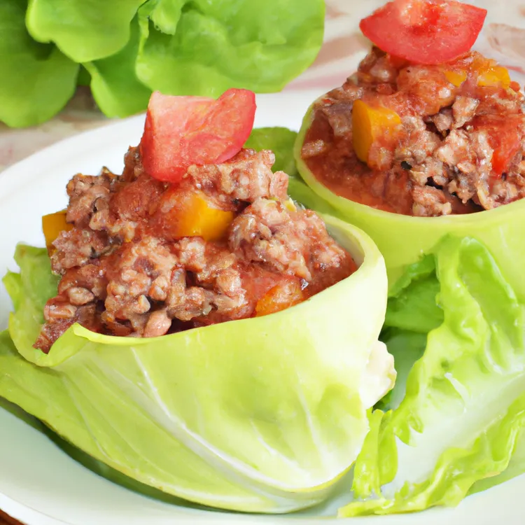 Ground turkey lettuce wraps with veggies and sour cream