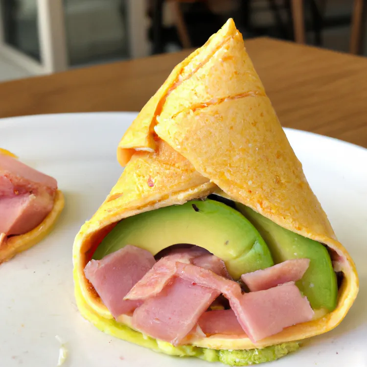Ham, avocado and egg wrap with butter