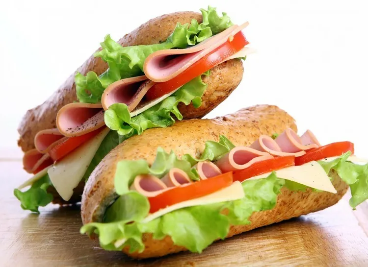 Ham and cheese sandwich with lettuce and mayonnaise