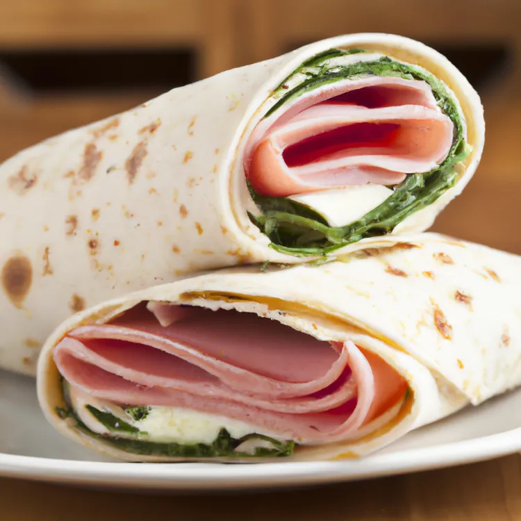 Ham, swiss and spinach wraps with melted cheese